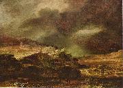 Rembrandt Peale Stadt auf einem Hogel bei sturmischem Wetter oil on canvas
